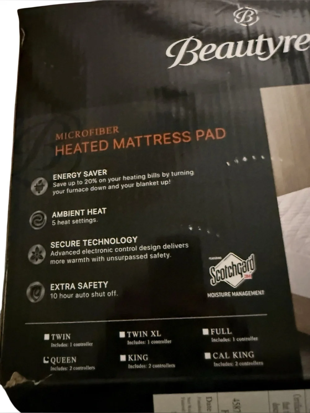 Beautyrest Queen Heated Mattress Pad Dual Control New